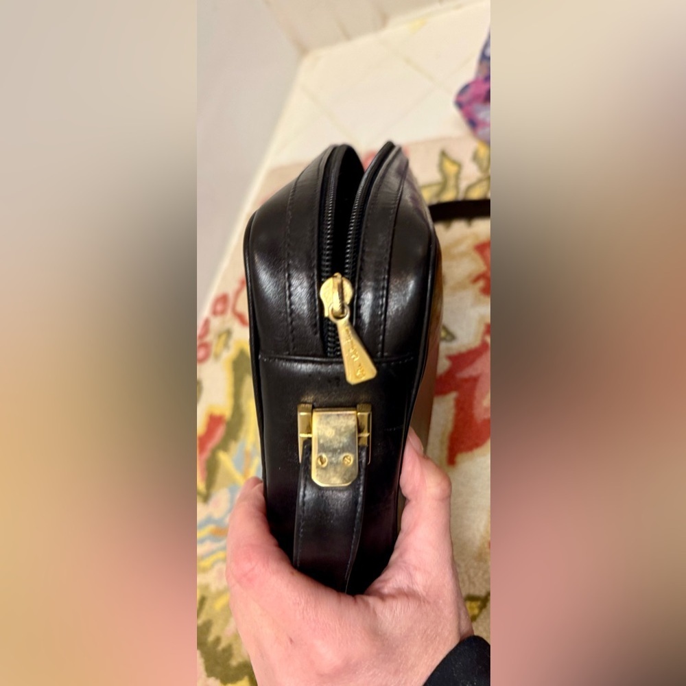 MARIO VALENTINO Unisex Rare Vintage Black Leather Satchel Crossbody - Picture 13 of 16